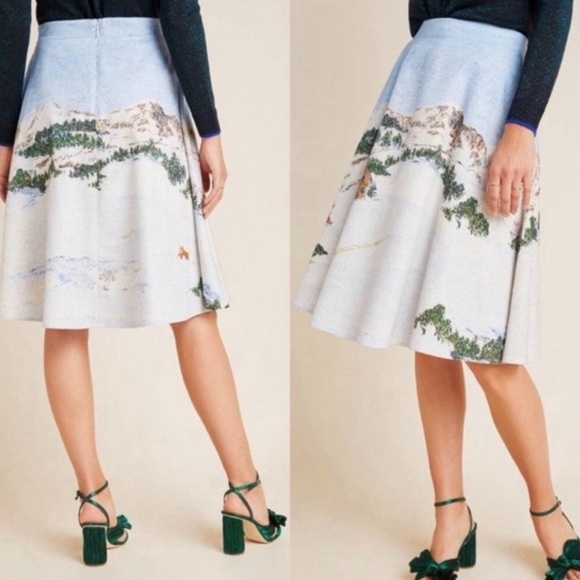 Corey Lynn Calter NWOT Wonderland Midi Skirt Large Winter Ski Print - Picture 2 of 16